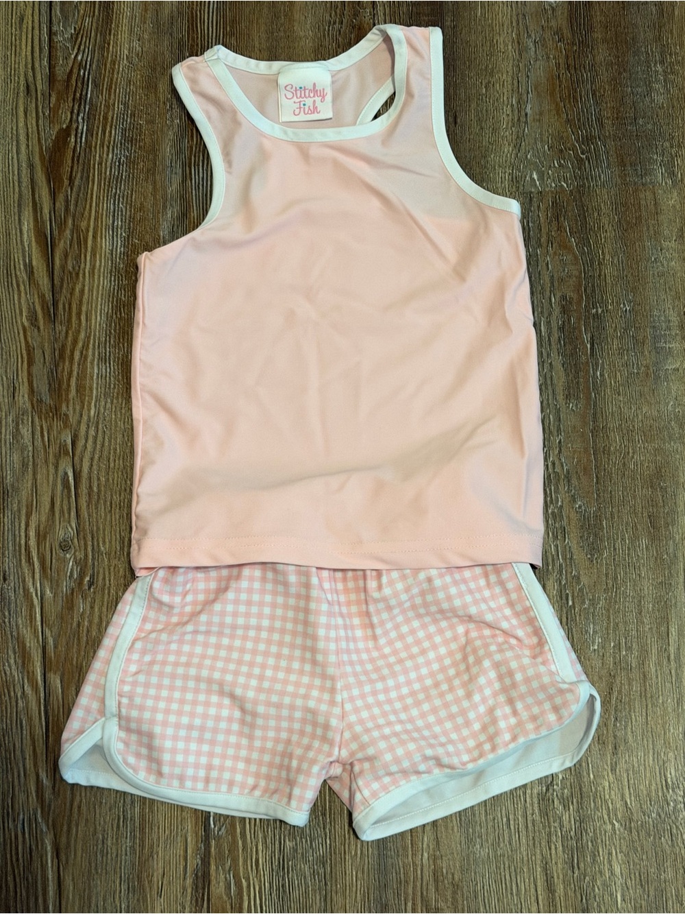 Stitchy Fish Pink Girls' Matching Tank & Shorts Set